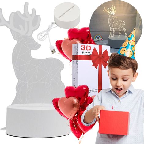 3D-Nachtlampe für Jungen und Mädchen in Form eines Hirsches mit USB-Anschluss und 3 Modi (1/5)