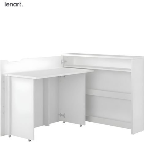 Lenart Bureau extensible avec rangement 115cm OFFICE CONSUS CW01L blanc mat gauche (1/4)