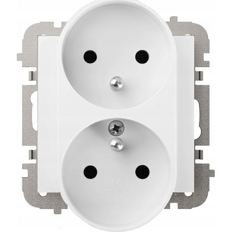 Vestra Doppelsteckdose 2x2P+Z modular ohne Rahmen, Unterputz, IP20, weiß, 3843-10