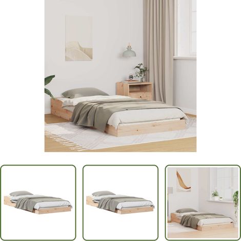 vidaXL Naturfarbe - Bettrahmen Natur 80 x 200 cm Massives Kiefernholz (1/5)