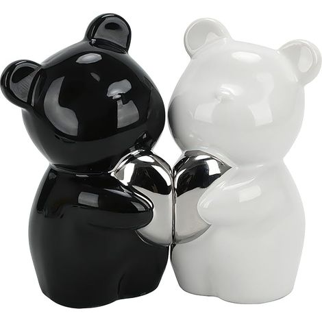 Figurine d'amour en céramique - Ours d'amour - Cadeau pour couple - Souvenir d'anniversaire de mariage - Décoration moderne pour elle, femme, petite amie, mariée - Décoration de la maison et