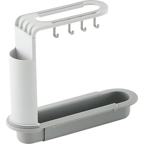 Porta spugna per lavello da cucina, organizer per lavello, scaffale multifunzionale per lavello, scaffale estensibile per lavello (1/5)