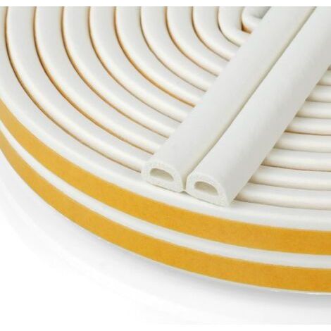 D-Profile Seal Strip, Door Seal Strip, Insulating Window Seal with Strong Adhesion, Noise Insulation, Anti-collision and Anti-bad Weather, 9mm x 6mm (White 10M) (1/5)