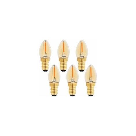 C7 Ampoule Bougie LED E14, E14 Vintage Edison Ampoule Décorative Veilleuse 0.5W équivalent 5W, Ampoule à filament LED Ambre E14 Candélabre 2200K Blanc Chaud, Non Dimmable, Lot de 6 (1/5)