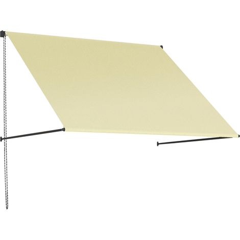 Store banne manuel auvent rétractable Inclinaison réglable 150 x 116 cm protection UV aluminium polyester crème (1/5)