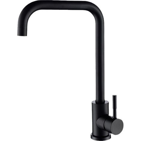 Robinet De Cuisine - Mitigeur Évier Pivotant 360° - Acier Inoxydable 304 - Finition Peinture Cuisson Noire - Pour Évier 1 Ou 2 Cuves - 1 Pièce (1/5)