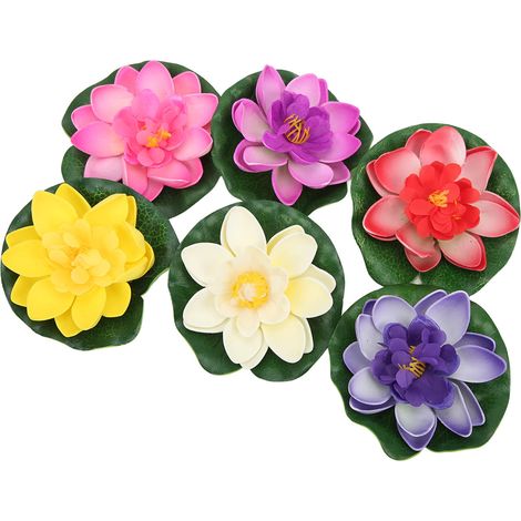 Fleurs de lotus de 10 cm, feuilles de lotus, nénuphars, pour décoration bouddhiste, aquariums, bassins, aquascaping, fleurs de lotus artificielles, fleurs de lotus flottantes. (1/5)