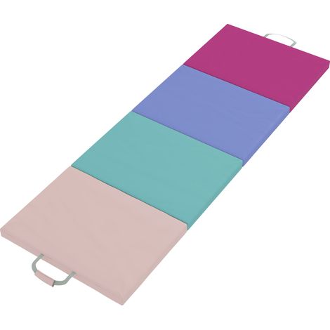 SPORTNOW colchoneta gimnasia plegable de 2 pulgadas de grosor, con asas de transporte, bolsa, esterilla de gimnasia para yoga, aeróbic, multicolor (1/5)