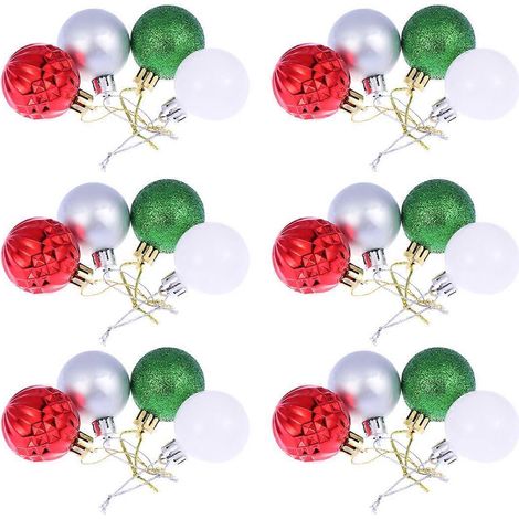 Lot de 24 décorations de Noël suspendues pour sapin, fenêtre ou porte, idéales pour la décoration de la maison, des cafés et des magasins (argent, rouge, gris).