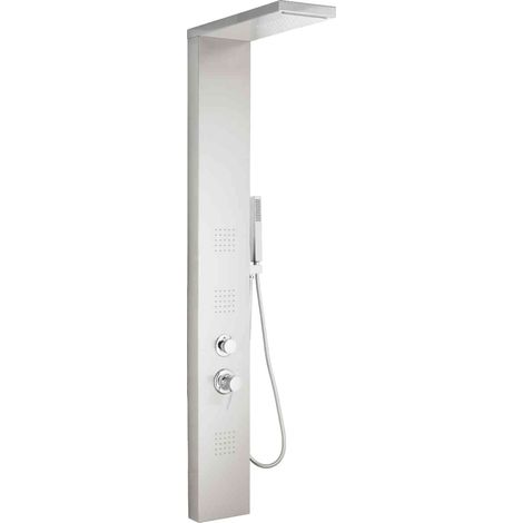Idralite – Colonne de douche hydromassante en acier inox AISI 304 – 4 fonctions : pomme, cascade, douchette à main, jets horizontaux – Finition satinée (1/3)