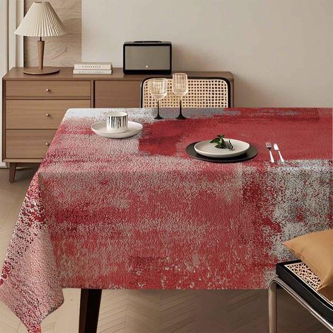 Tischdecke 140x240 cm Rot Abwaschbar Leinenoptik für Anlässe