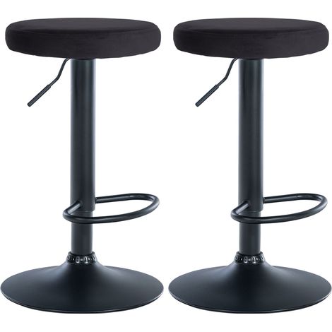 Set di 2 sgabelli da bar con seduta in tessuto di velluto nero e struttura in metallo nero TDB10710