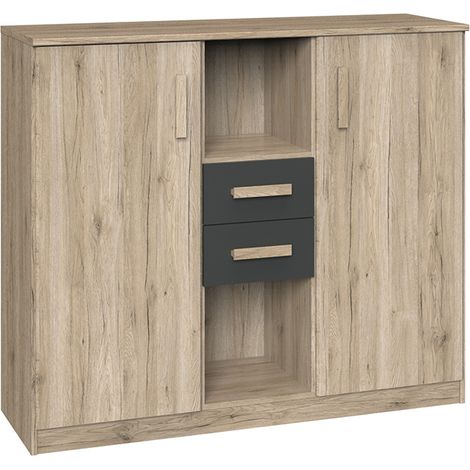 Highboard Kommode in Eiche mit graphit CANTON-43 (1/3)