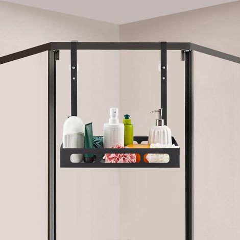 Étagère de douche à suspendre, sans perçage, en acier au carbone, noire, à suspendre sur paroi de douche, 35 x 13 x 36,6 cm (1/5)