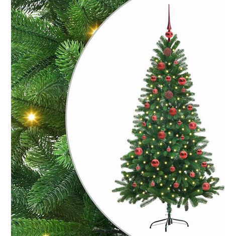 Sapin de Noël  Arbre de Noël avec 150 LED avec support Vert 150 cm PE (1/5)