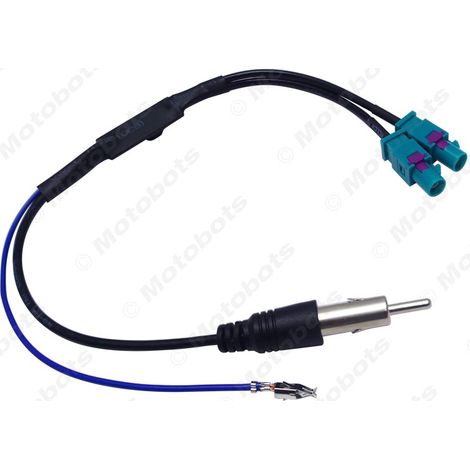 Connecteur mâle 2FAKRA pour antennes Audi et Volkswagen avec amplificateur, adaptateur d'antenne FM pour autoradio (1/4)