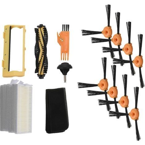 18 pièces Brosse latérale, brosse principale, cadre, couvercle, roue pivotante et filtre pour ECOVACS DEEBOT 600 601 605 710 N79 N (1/5)