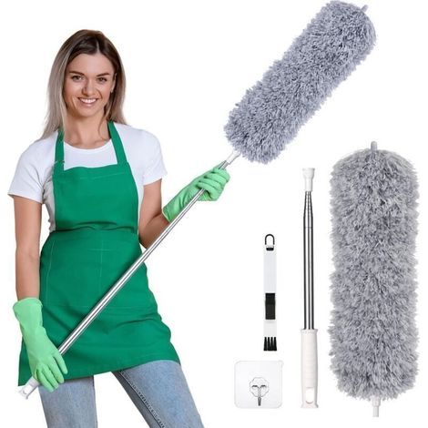 Plumeau Télescopique Microfibre Lavable avec Poignée en Acier Inoxydable pour Voiture et Maison 280 cm (1/4)