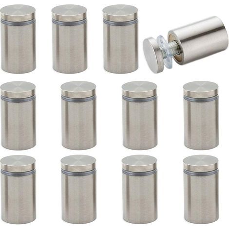 12 Pièces Entretoise Support Vis Publicité en Acier Inoxydable Entretoise de Verre Acier Inoxydable Publicité Vis Verre Signe Publicité Clous pour Verre Photos 19X25mm (1/5)