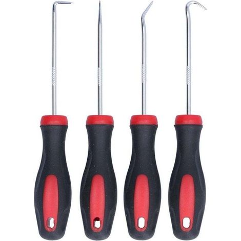 4-Piece Precise Pick Hook Set for Car Automotive O-Ring Oil Seal Extractor, 150mm (1/2)