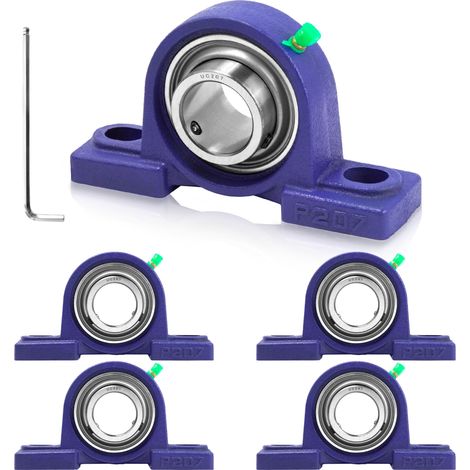 Palier Roulement 5Pcs UCP 207, Bride de Roulement de Bloc d'oreiller, Corps de Paliers en Fonte Bille Acier Roulements Est Doté d'un Graisseur, pour Roue de Brouette, Machine à Rouler (1/5)