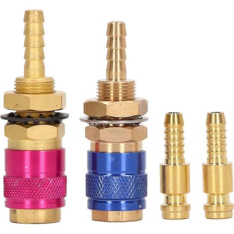 Adaptateur de gaz refroidi à l'eau, connecteur rapide portable en laiton avec fiche compatible PTA DB pour torche de soudage MIG/TIG M6 (6 mm) WHBYV (1/4)