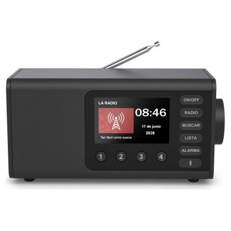 La Hama Radio digital DR1001 combina tecnologÃ­a moderna y facilidad de uso en un diseÃ±o compacto y elegante en color negro. Con su pantalla TFT extr