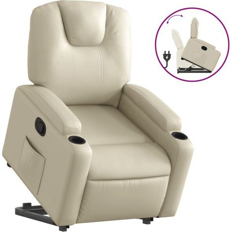 Fauteuil inclinable en similicuir beige (1/5)