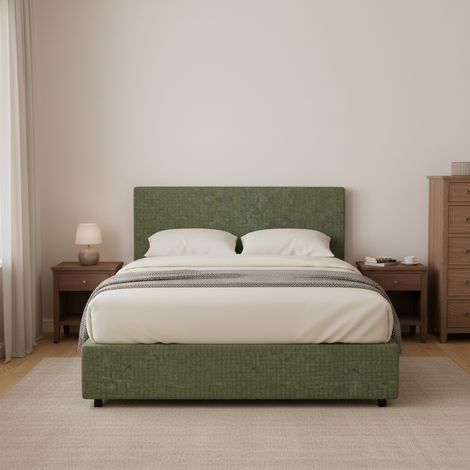Letto Matrimoniale Worthing, Sfoderabile, Contenitore Made in Italy, Verde (1/4)