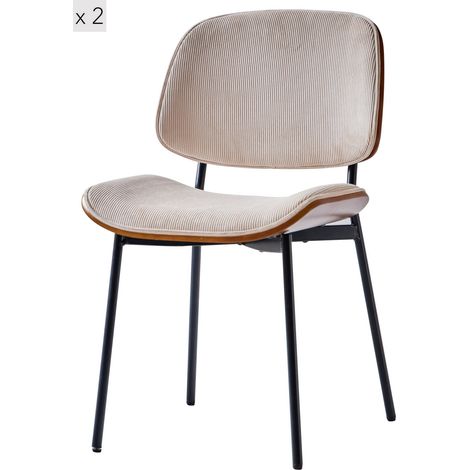 Nordlys - Lot de 2 Chaises de Salle a Manger Industrielles Metal Bois (1/5)