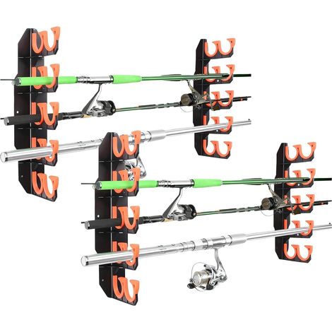 Porte Canne à Pêche, 2 Paire Support de Canne à Pêche Horizontal, Rod Rack Stockage de 20 Pôles, Support Cannes à Pêches Ratelier, pour Garage, Bateaux, Montage Plafond Ou Mur (1/5)