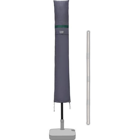 Sekey Sonnenschirm Schutzhülle mit Stab, Abdeckhauben für Ø 300 cm Gartenschirm, Marktschirm und Balkonschirm, 100% Polyester, Dunkelgrau