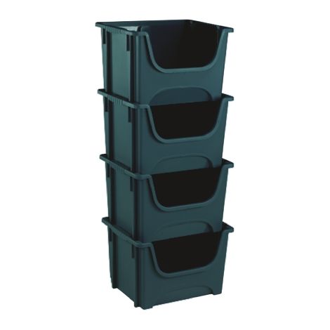 Bac de rangement RS PRO Gris en PP Portable, 320mm x 495mm x 390mm ( Prix pour Paquet de 4 )