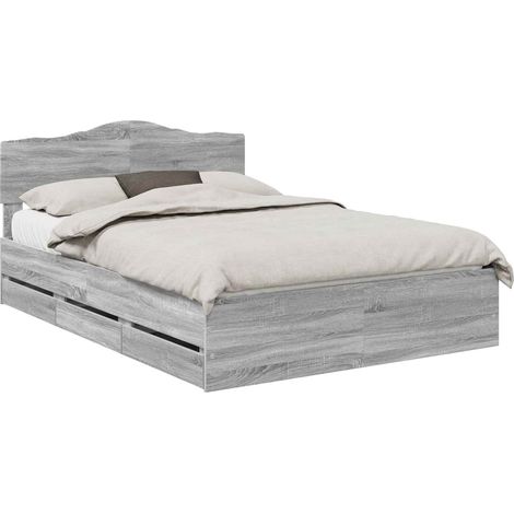 Bed Frame with Drawer Grey Sonoma 160 x 200 cm Engineer Wood vidaXL (1/5)