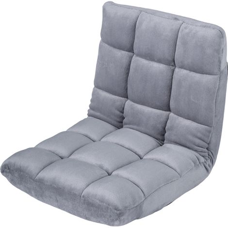 14-Position Adjustable Cushioned Floor Chair-Light Gray (1/3)