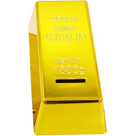 Tirelire en forme de lingot d'or, imitation lingot d'or, tirelire en forme de lingot d'or, décoration en forme de lingot d'or-16X7.5CM-Golden (1/2)