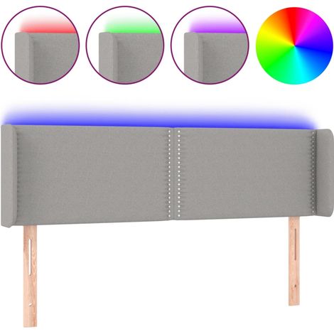 Maison Exclusive - Testiera Grigio Chiaro a LED 147x16x78/88 cm in Tessuto (1/5)