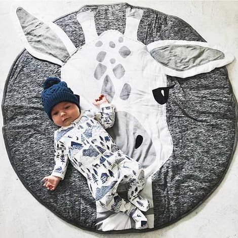 Tapis de jeu en coton avec de jolis animaux de dessin animé pour bébés et enfants (1/5)