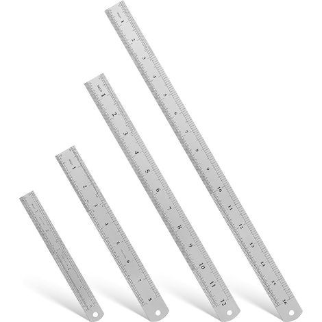 Règles de Mesure en Acier Inoxydable à Double Face, Lot de 4, Épaisses  Règle Métallique pour Bureau, Graduation Métrique Claire, Adaptée aux Écoles Bâtiments (1/5)