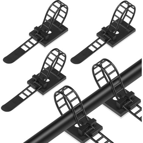 50pcs Clips de Câble Réglable, Attaches Câbles Adhésives avec Fixation par Vis, Clips pour Câbles Adhésifs, Gestion des Câbles pour la Maison, le Bureau et L'atelier Noir