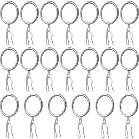 Lot de 20 anneaux de rideaux en métal, anneaux et crochets pour rideaux, rideaux de porte, rideau de douche 3,0 x 50 mm (nickel poli)