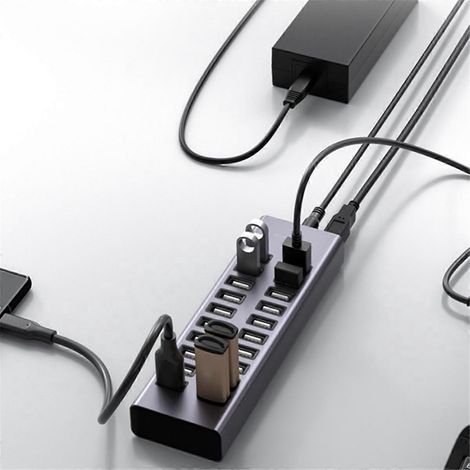 Répartiteur USB USB2.0 HUB 20 Ports pour OS Linux prise ue comme indiqué (1/5)