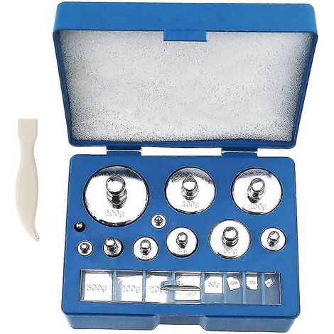Ensemble de 19 poids d'étalonnage, comprenant une pince à épiler, pour une balance de 10 mg à 200 g. (1/5)