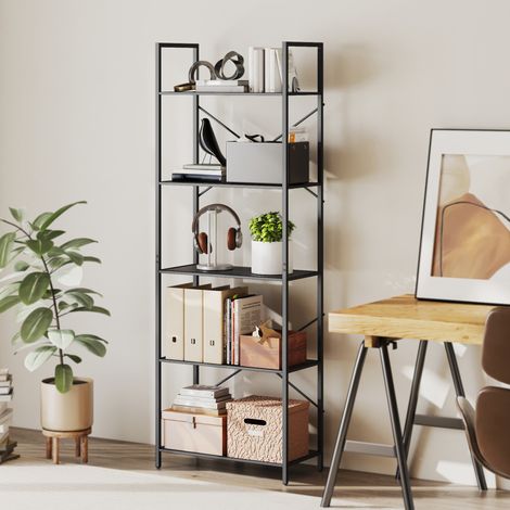 Étagère à livres, étagère autoportante à 5 niveaux, étagère de bureau de style industriel avec structure métallique, étagère de rangement ouverte pour salon, bureau, bibliothèque, 60 x 30 x 170,5 cm, (1/5)