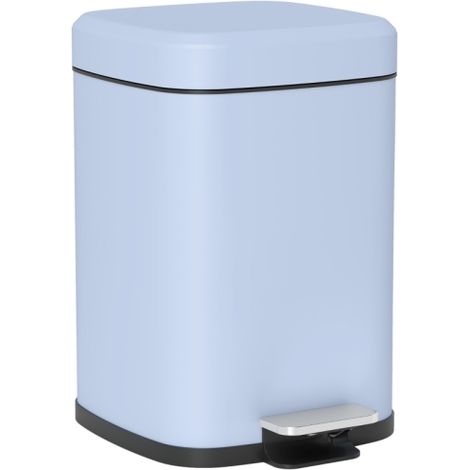 Light Blue 12L Modern Boxy Metal Kitchen Trash Bin for Stylish Home Organization
