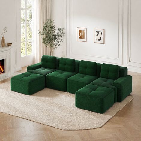 divano seduta 4 posti relax corduroy verde HAVRYA (1/5)