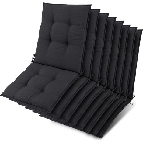 8x chaise à dossier bas Sun-NL Housse 105x50x8cm Anthracite