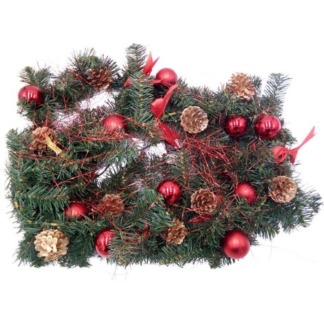 LED Tannengirlande 270cm Weihnachtsdeko Weihnachtsgirlande Girlande Türgirlande warmweiß - rot (1/2)