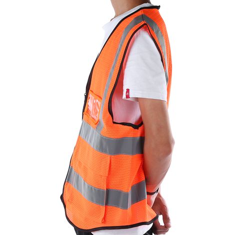 Gilet de sécurité sport haute visibilité respirant avec filet réfléchissant pour la sécurité nocturne, orange (1/5)
