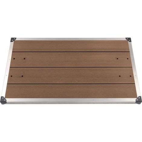 Piatto doccia da esterno piatto doccia da giardino piatto doccia da terrazza piatto doccia da piscina acciaio inox WPC 110 x 62 cm marrone 020001982